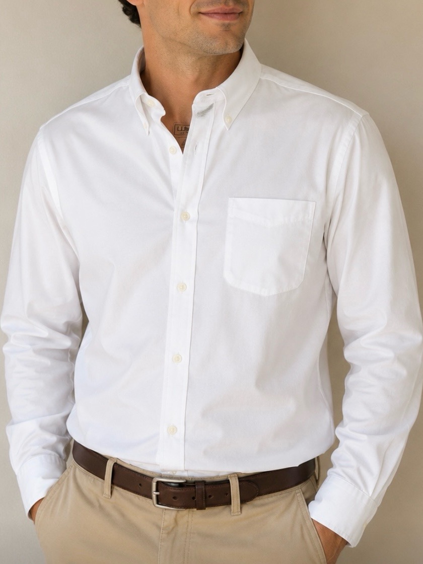 L.L. Bean White Button-Down Dress Shirt
